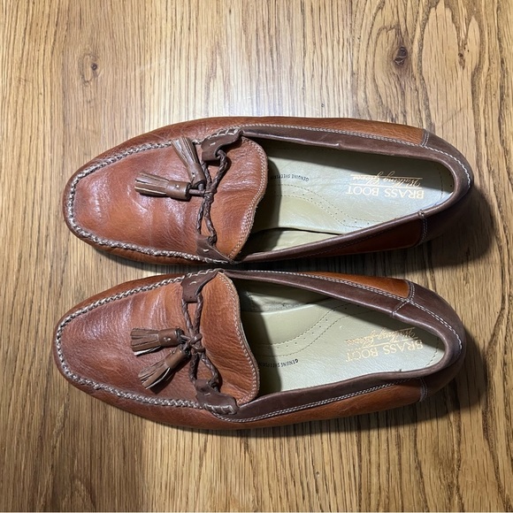 Brass Boot Walking Gloves Brown Loafer Leather Tassel Mens 12W main image 5